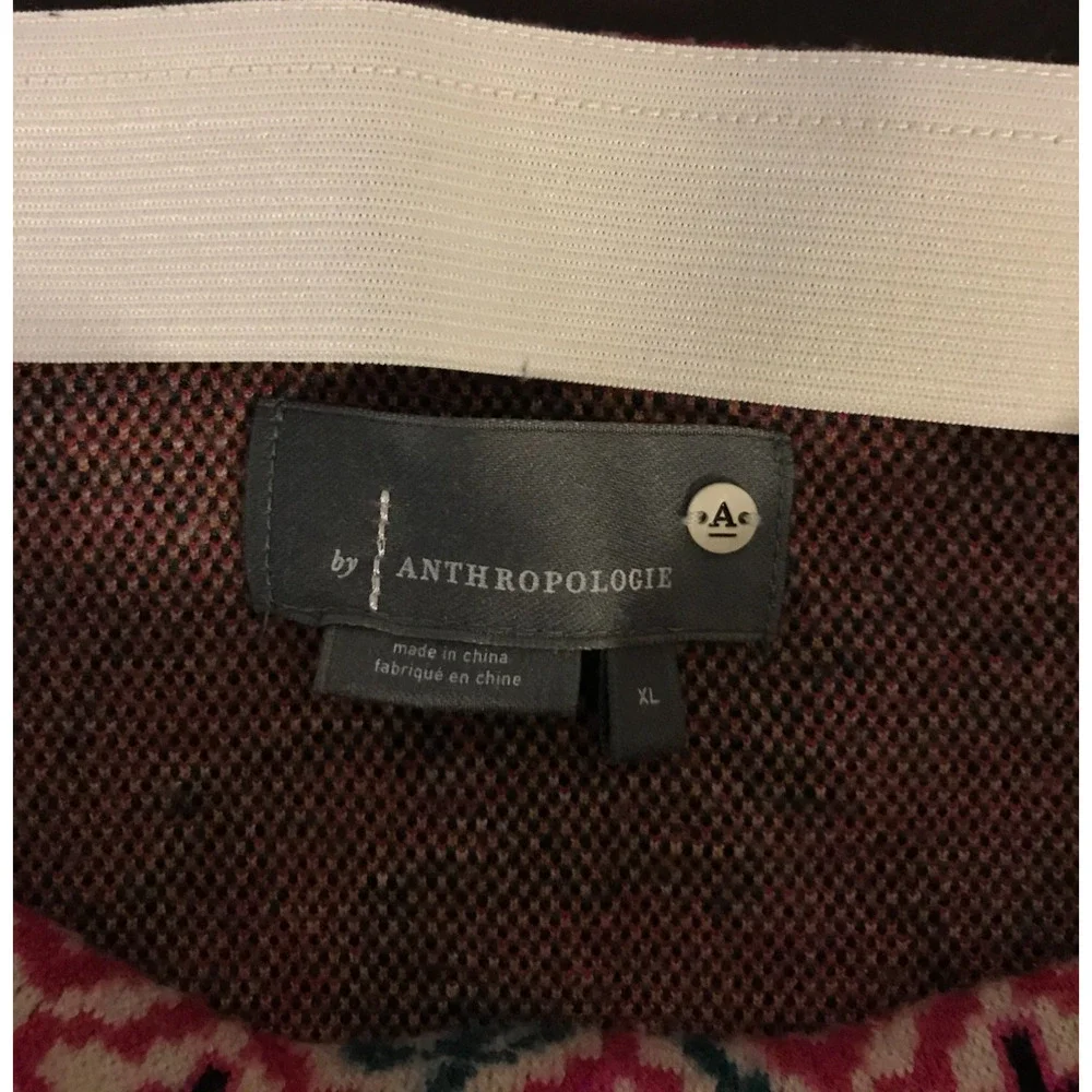 Anthro Fringed Sweater Mini Skirt XL Boho Abstract Print Tassel Hem Knit - Picture 7 of 10